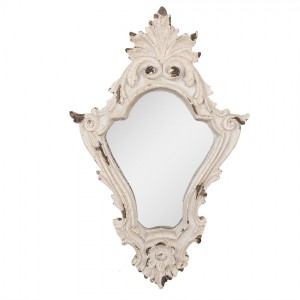 Bílé antik nástěnné zrcadlo s ornamenty Brocante - 27*5*42 cm