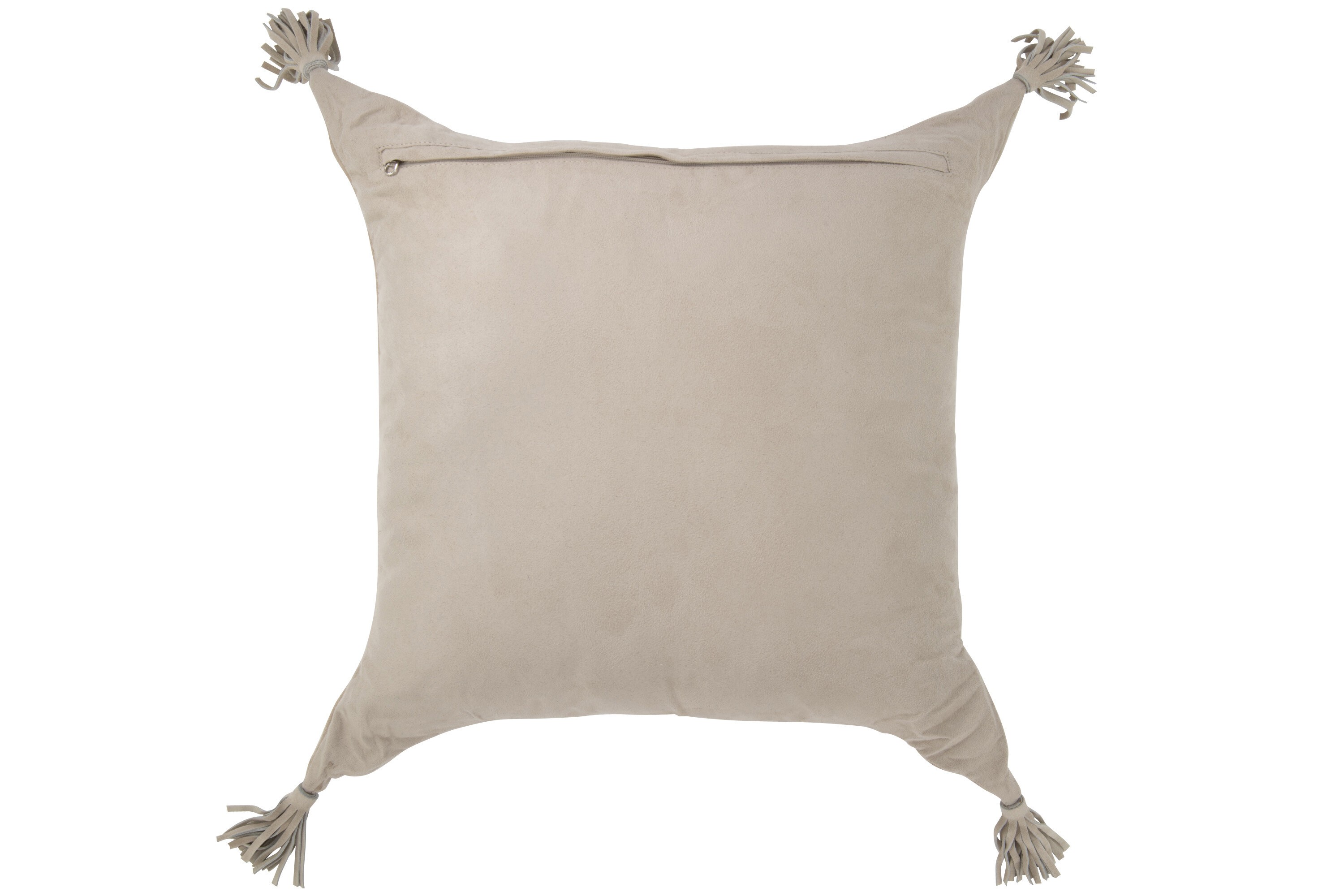 Šedý kožený polštář se střapci Tasse - 45*8*45 cm J-Line by Jolipa Šedý kožený polštář se střapci Tasse - 45*8*45 cm J-Line by Jolipa