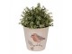 Keramický květináč s ptáčkem Vintage Green Pine M - Ø 15*14 cm Clayre & Eef