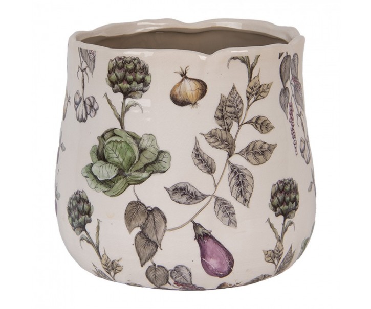 Keramický obal na květináč zelenina The Kitchen Garden L - Ø 21*19 cm Clayre & Eef