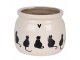 Béžový obal na květináč s kočkami a srdíčkem Dog&Cat S - Ø 12*10 cm Clayre & Eef