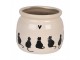 Béžový obal na květináč s kočkami a srdíčkem Dog&Cat M - Ø 16*13 cm Clayre & Eef