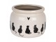 Béžový obal na květináč s kočkami a srdíčkem Dog&Cat L - Ø 20*15 cm Clayre & Eef