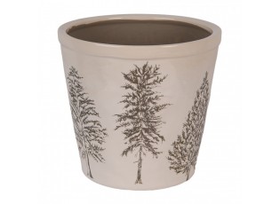 Béžový obal na květináč se stromky Natural Pine Trees XL - Ø 21*20 cm