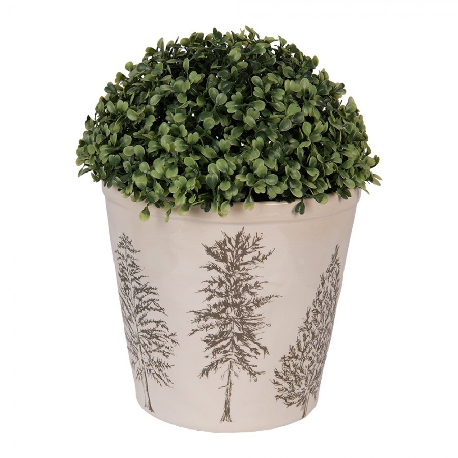 Béžový obal na květináč se stromky Natural Pine Trees XL - Ø 21*20 cm Clayre & Eef Béžový obal na květináč se stromky Natural Pine Trees XL - Ø 21*20 cm Clayre & Eef