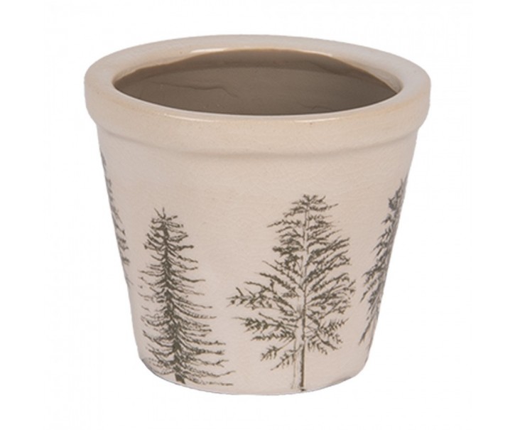 Béžový obal na květináč se stromky Natural Pine Trees XS - Ø 8*7 cm Clayre & Eef