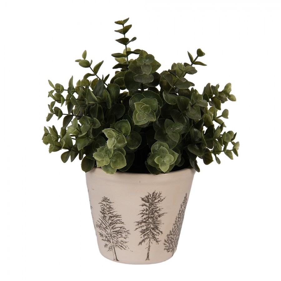 Béžový obal na květináč se stromky Natural Pine Trees S - Ø 12*11 cm Clayre & Eef Béžový obal na květináč se stromky Natural Pine Trees S - Ø 12*11 cm Clayre & Eef