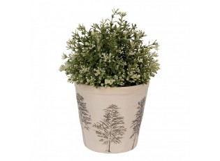 Béžový obal na květináč se stromky Natural Pine Trees M - Ø 15*14 cm