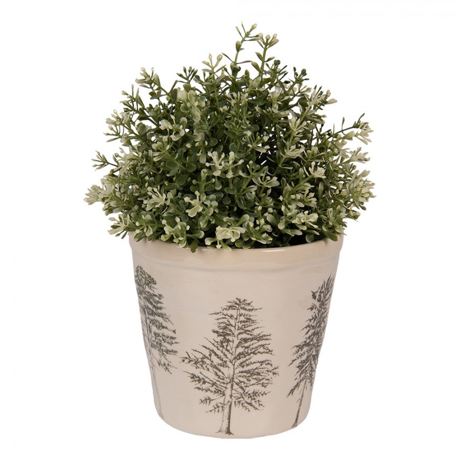 Béžový obal na květináč se stromky Natural Pine Trees M - Ø 15*14 cm Clayre & Eef Béžový obal na květináč se stromky Natural Pine Trees M - Ø 15*14 cm Clayre & Eef