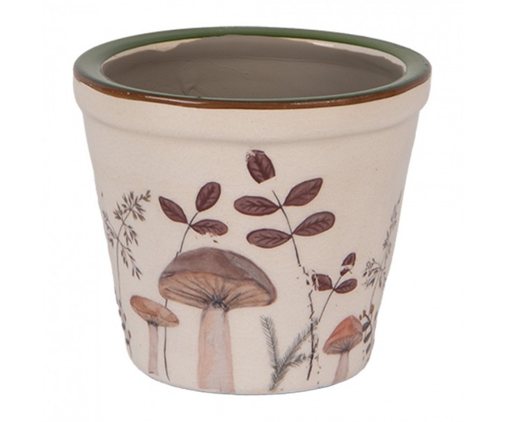 Béžový obal na květináč s houbičkami Little Forest Jewels XS - Ø 8*7 cm Clayre & Eef