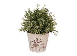 Béžový obal na květináč s houbičkami Little Forest Jewels S - Ø 12*11 cm