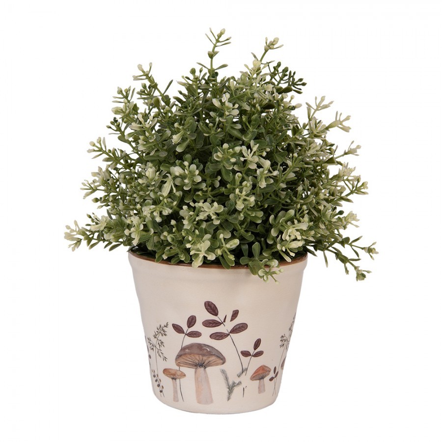 Béžový obal na květináč s houbičkami Little Forest Jewels S - Ø 12*11 cm Clayre & Eef Béžový obal na květináč s houbičkami Little Forest Jewels S - Ø 12*11 cm Clayre & Eef
