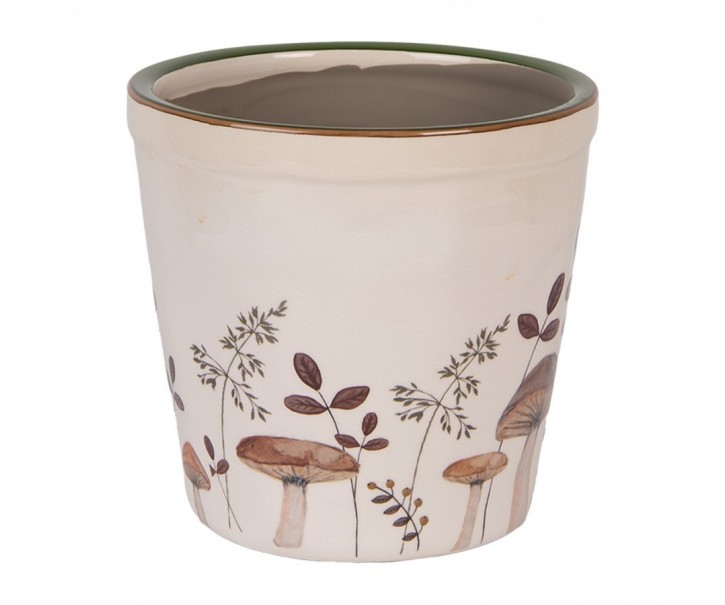 Béžový obal na květináč s houbičkami Little Forest Jewels M - Ø 15*14 cm Clayre & Eef