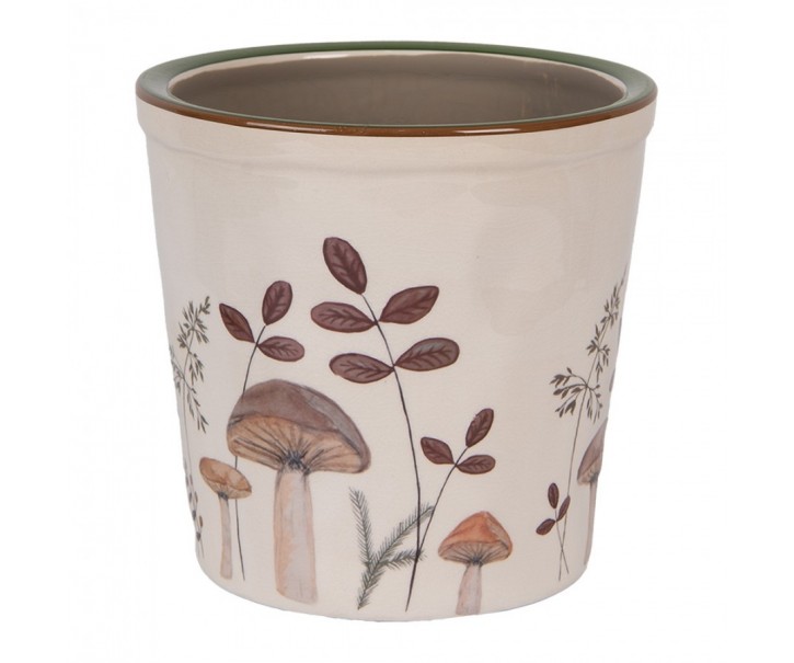 Béžový obal na květináč s houbičkami Little Forest Jewels L - Ø 17*16 cm Clayre & Eef