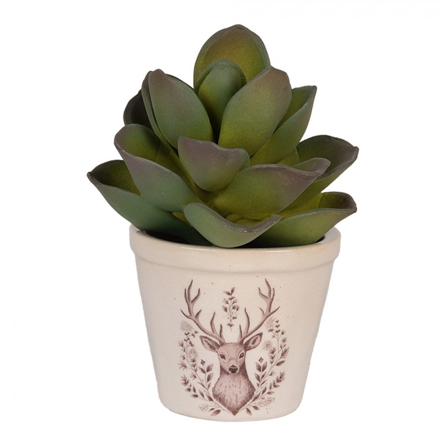 Béžový obal na květináč s jelenem Gentle Wilderness XS - Ø 8*7 cm Clayre & Eef Béžový obal na květináč s jelenem Gentle Wilderness XS - Ø 8*7 cm Clayre & Eef