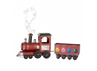 Červená kovová dekorace vláček Locomotive Noel - 63*15*38/50 cm