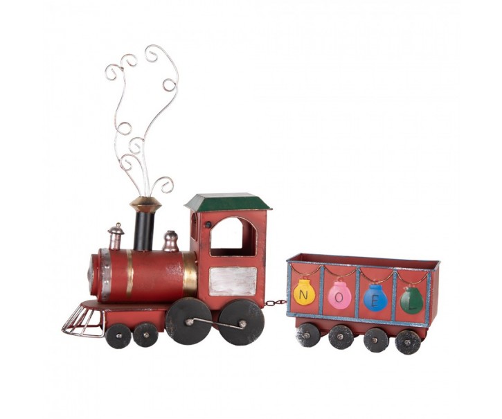 Červená kovová dekorace vláček Locomotive - 63*15*38/50 cm Clayre & Eef