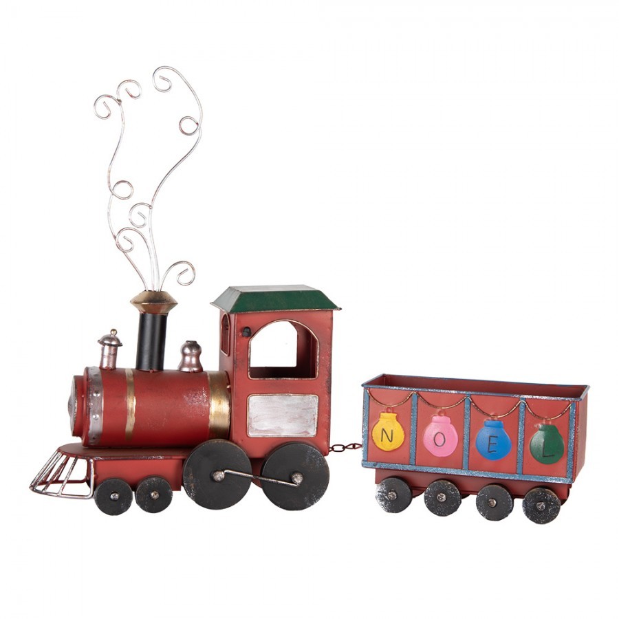 Červená kovová dekorace vláček Locomotive - 63*15*38/50 cm