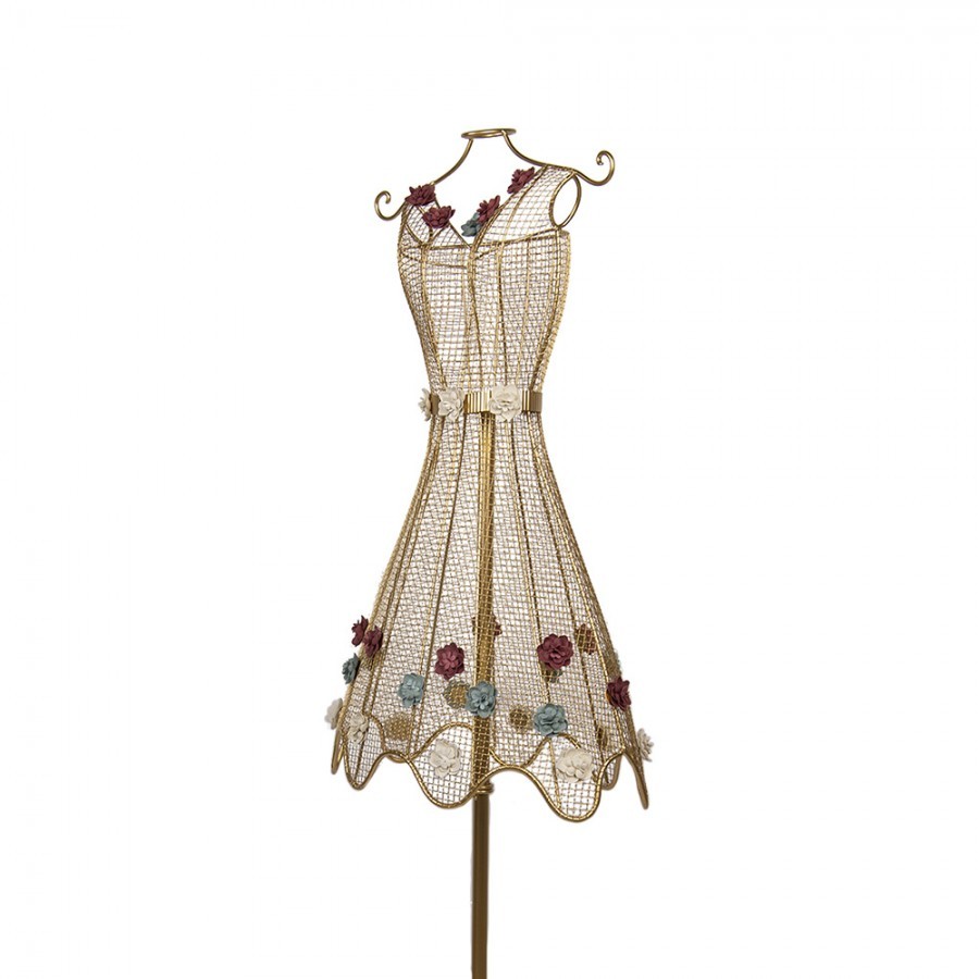 Zlatá kovová figurína se zdobnými šaty s květy Mannequin - 42*28*151 cm Clayre & Eef Zlatá kovová figurína se zdobnými šaty s květy Mannequin - 42*28*151 cm Clayre & Eef
