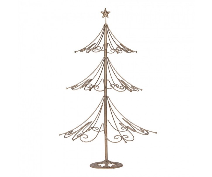 Zlatá antik kovová dekorace stromek Christmas tree - Ø 46*75 cm Clayre & Eef
