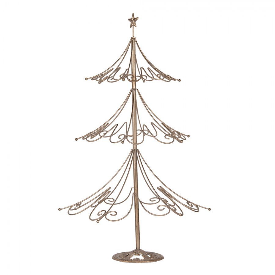 Zlatá antik kovová dekorace stromek Christmas Tree - Ø 46*75 cm Clayre & Eef Zlatá antik kovová dekorace stromek Christmas Tree - Ø 46*75 cm Clayre & Eef