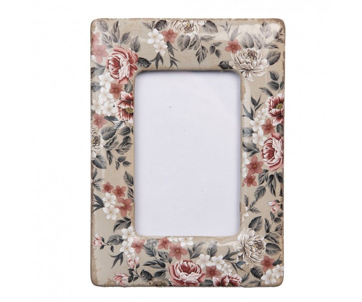 Fotorámeček s keramickým okrajem s květy Floria - 13*2*18 cm / 9*13 cm Clayre & Eef