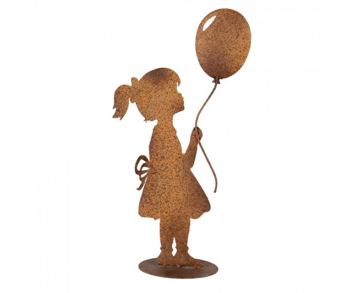 Rezavá kovová dekorace děvče s balónkem - 23*11*46 cm Clayre & Eef