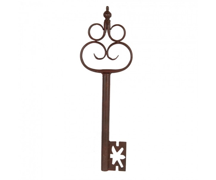Hnědá kovová dekorace ve tvaru starého klíče Key - 17*3*54 cm Clayre & Eef