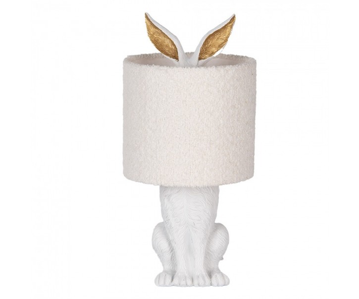 Bílá stolní lampa králík s chlupatým stínidlem Rabbi - Ø 20*43 cm E27/ma* 1*60W Clayre & Eef