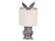 Šedá stolní lampa králík s bílým chlupatým stínidlem Rabbi - Ø 20*43 cm / E27 Clayre & Eef