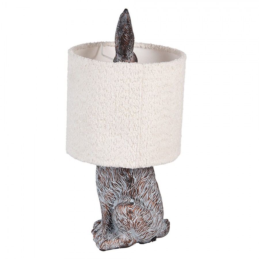 Šedá stolní lampa králík s bílým chlupatým stínidlem Rabbi - Ø 20*43 cm / E27 Clayre & Eef Šedá stolní lampa králík s bílým chlupatým stínidlem Rabbi - Ø 20*43 cm / E27 Clayre & Eef