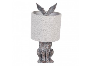 Šedá stolní lampa králík s chlupatým stínidlem Rabbi - Ø 20*43 cm / E27