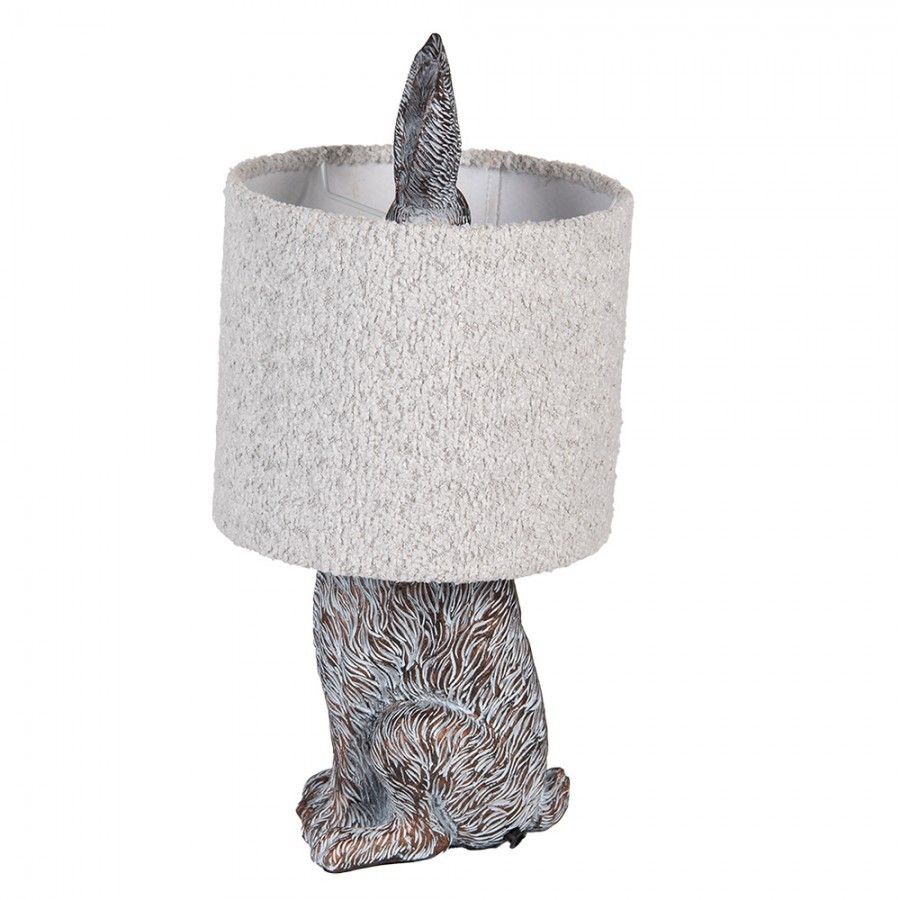 Šedá stolní lampa králík s chlupatým stínidlem Rabbi - Ø 20*43 cm / E27 Clayre & Eef Šedá stolní lampa králík s chlupatým stínidlem Rabbi - Ø 20*43 cm / E27 Clayre & Eef