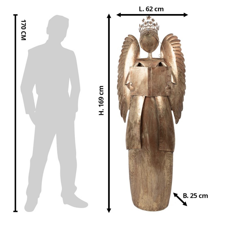 Zlatá antik kovová dekorace anděl v životní velikosti Christmas Angel - 62*25*169 cm Clayre & Eef Zlatá antik kovová dekorace anděl v životní velikosti Christmas Angel - 62*25*169 cm Clayre & Eef