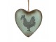 Zelené antik kovové srdce s kohoutem Rooster - 23*7*23 cm Clayre & Eef