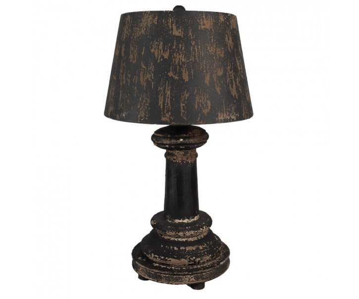 Černá antik dřevěno-kovová stolní lampa Nathalie - Ø 35*64 cm E27/ma* 1*60W Clayre & Eef