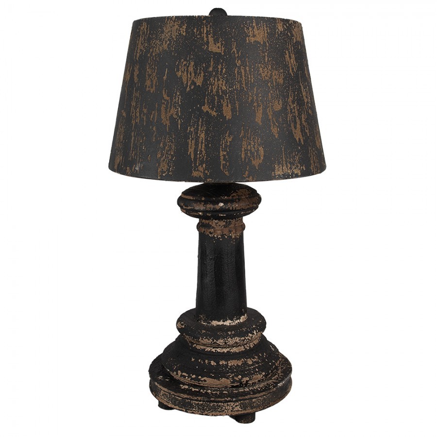 Černá antik dřevěno-kovová stolní lampa Nathalie - Ø 35*64 cm E27/ma* 1*60W