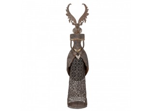Šedá antik kovová dekorace jelen Deer - 20*11*81 cm