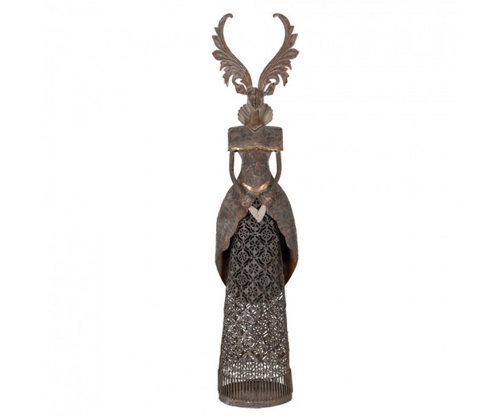 Šedá antik kovová dekorace jelen Deer - 20*11*81 cm Clayre & Eef