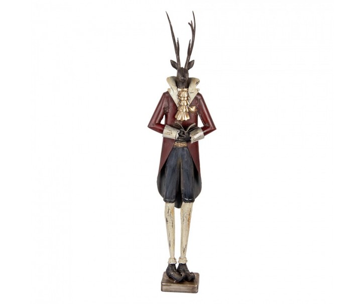 Béžovo-hnědá antik kovová dekorace jelen Deer - 19*15*80 cm Clayre & Eef