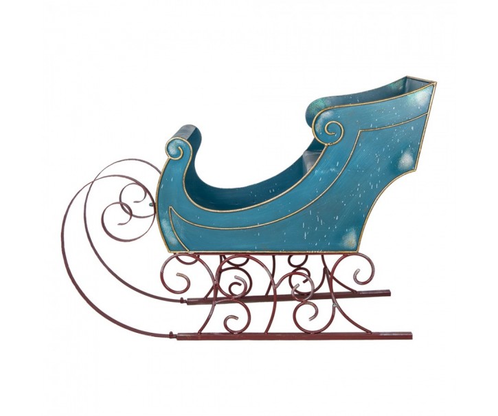 Veliké modré kovové sáně Christmas Sleigh - 137*50*98 cm Clayre & Eef
