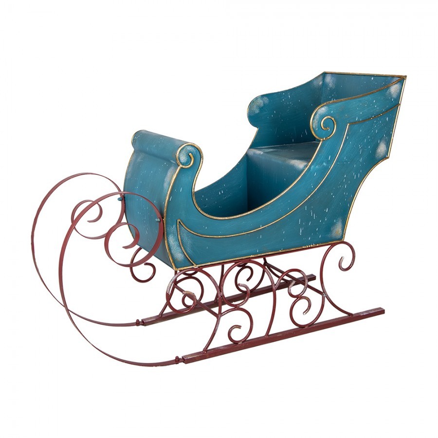 Veliké modré kovové sáně Christmas Sleigh - 137*50*98 cm Clayre & Eef Veliké modré kovové sáně Christmas Sleigh - 137*50*98 cm Clayre & Eef