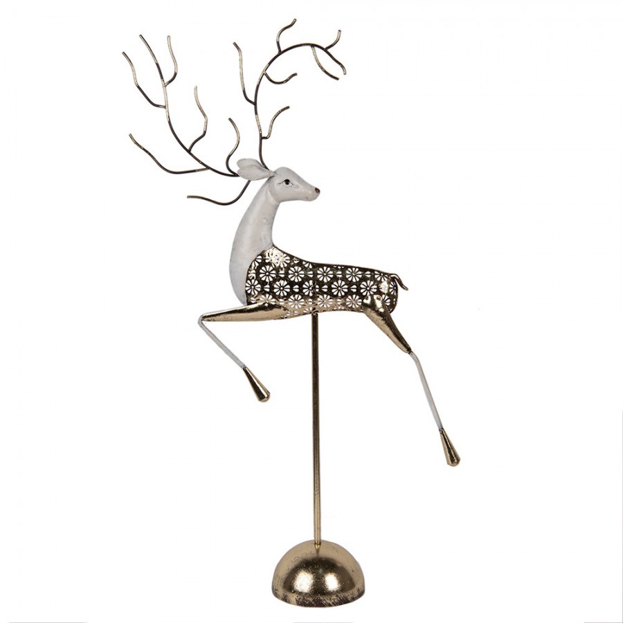 Dekorace socha Jelen ve skoku na podstavci Deer - 36*12*72 cm