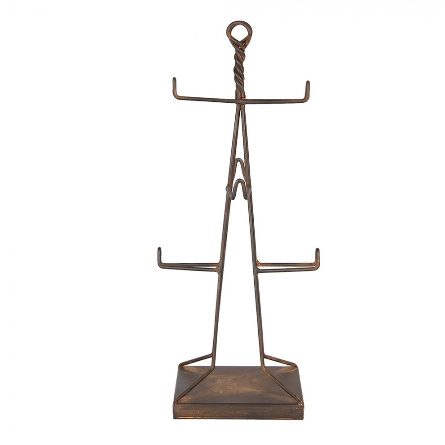 Hnědý antik kovový stojan na 6 hrnků Audrey - 16*16*38 cm Clayre & Eef Hnědý antik kovový stojan na 6 hrnků Audrey - 16*16*38 cm Clayre & Eef