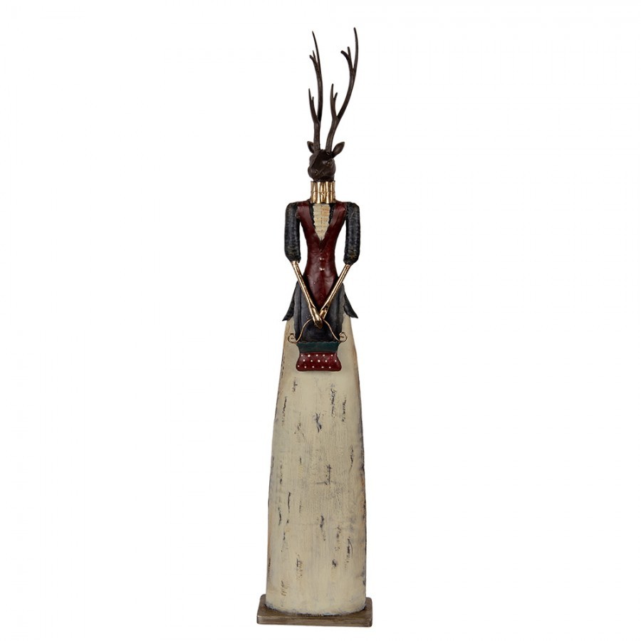 Béžovo-hnědá antik kovová dekorace jelen Deer - 17*10*86 cm