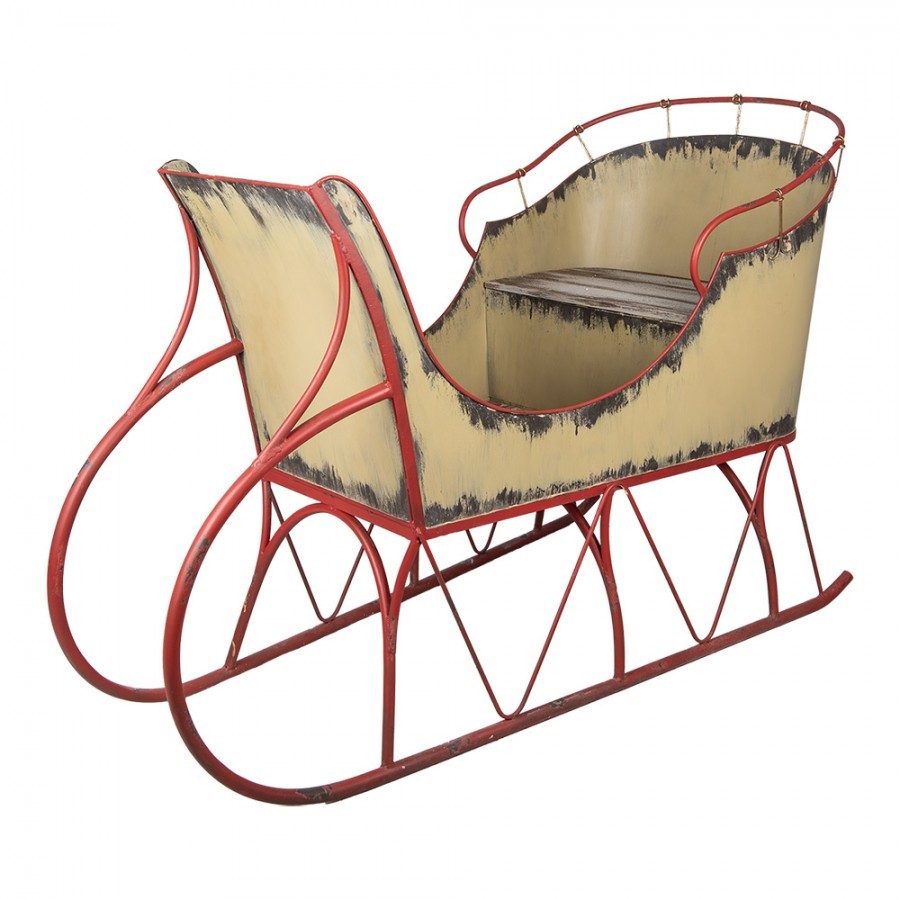 Veliké béžovo-červené kovové sáně Christmas Sleigh - 156*73*104 cm Clayre & Eef Veliké béžovo-červené kovové sáně Christmas Sleigh - 156*73*104 cm Clayre & Eef