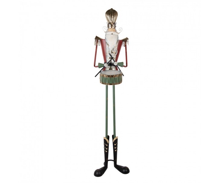 Veliká kovová socha Louskáček Nutcracker s bubnem - 38*47*183 cm Clayre & Eef