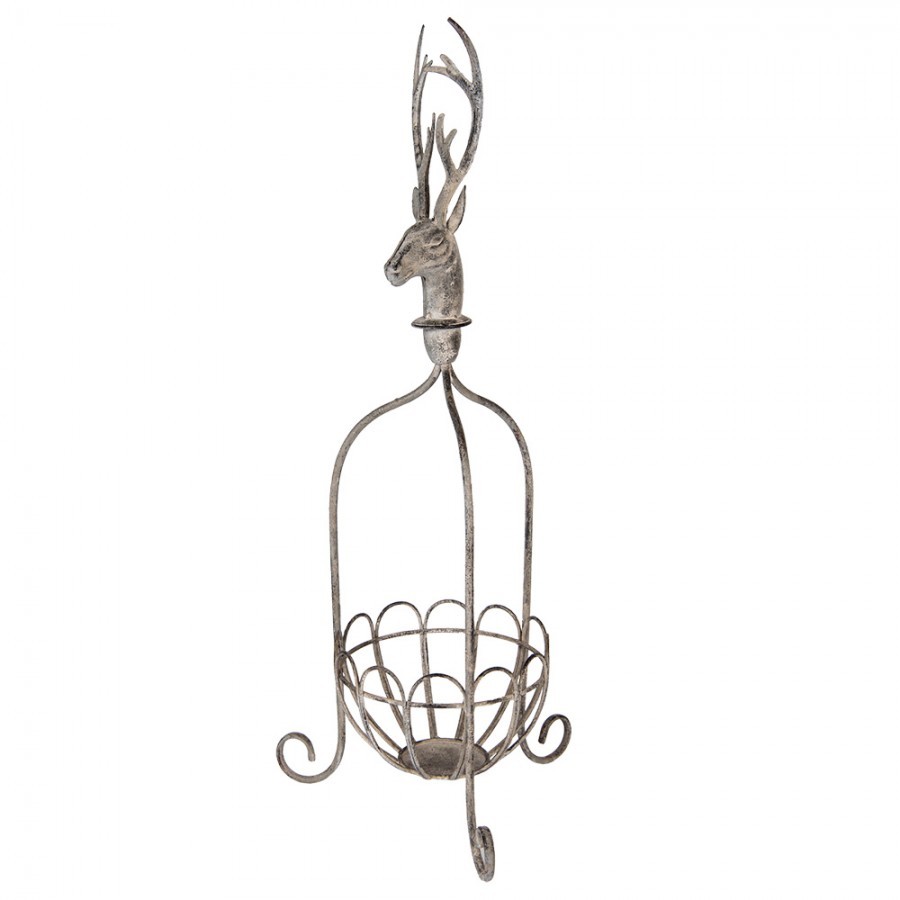 Šedo-hnědý antik kovový košík jelen Deer - 28*28*68 cm Clayre & Eef Šedo-hnědý antik kovový košík jelen Deer - 28*28*68 cm Clayre & Eef
