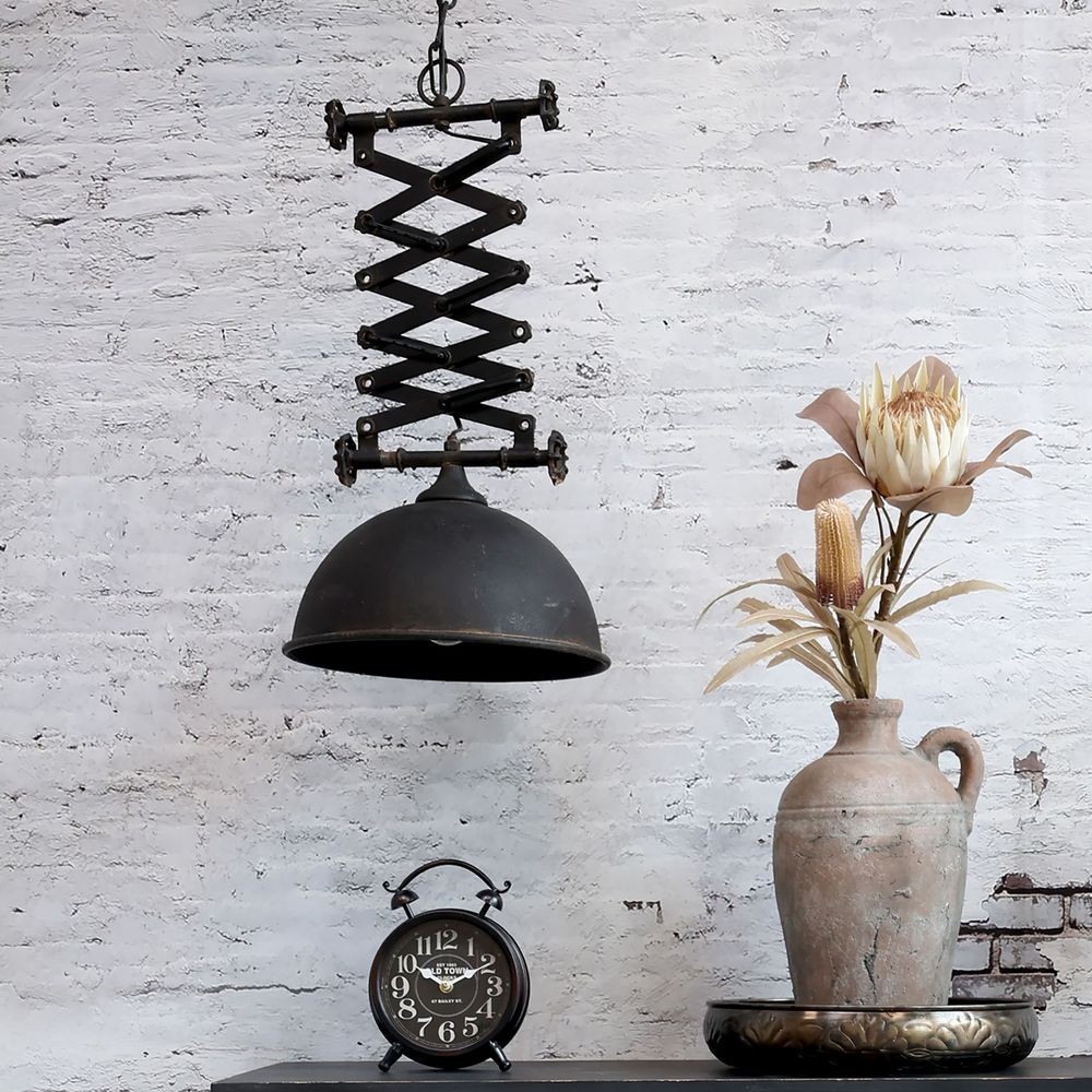Industriální černé antik kovové závěsné světlo Factory - Ø 32*55-72 cm / E27 Chic Antique Industriální černé antik kovové závěsné světlo Factory - Ø 32*55-72 cm / E27 Chic Antique