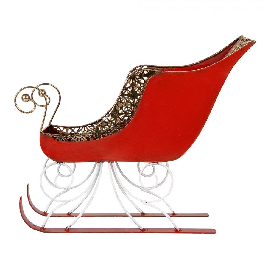 Červeno-zlaté kovové sáně Christmas Sleigh - 37*16*31 cm